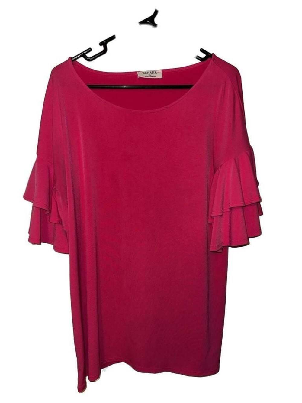 Zenana Hot‎ Pink Ruffled Sleeve Tunic Top
